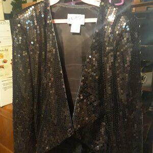 Black Sequinned Jacket with Skirt